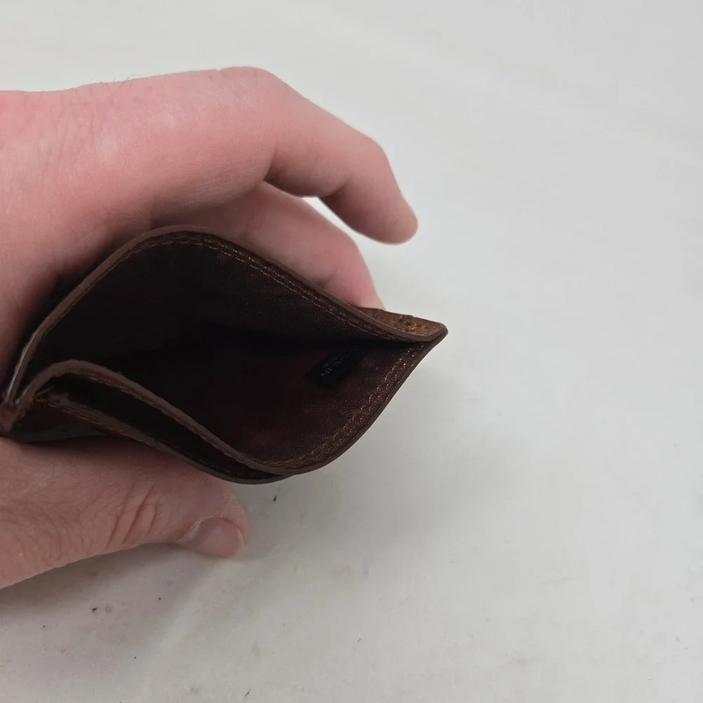 Timberland Mens Brown Leather Slim Card Holder Wallet‎ ID Window Logo